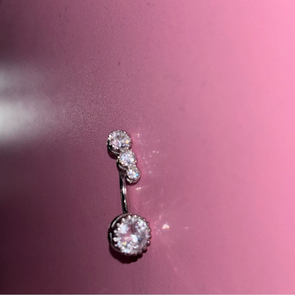Elegant Silver Crystal Belly Ring
